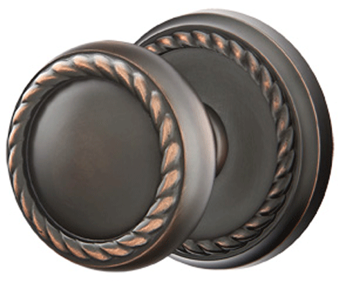 ##Antique Hardware## Solid Brass Rope Door Knob Set With Rope Rosette (Several Finish Options)