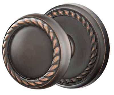 ##Antique Hardware## Solid Brass Rope Door Knob Set With Rope Rosette (Several Finish Options)