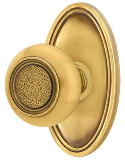 ##Antique Hardware## Solid Brass Belmont Door Knob Set With Oval Rosette (Several Finish Options)