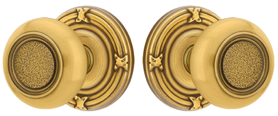 ##Antique Hardware## Solid Brass Belmont Door Knob Set With Ribbon & Reed Rosette (Several Finish Options)