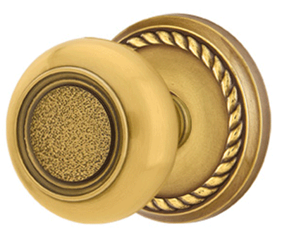 ##Antique Hardware## Solid Brass Belmont Door Knob Set With Rope Rosette (Several Finish Options)