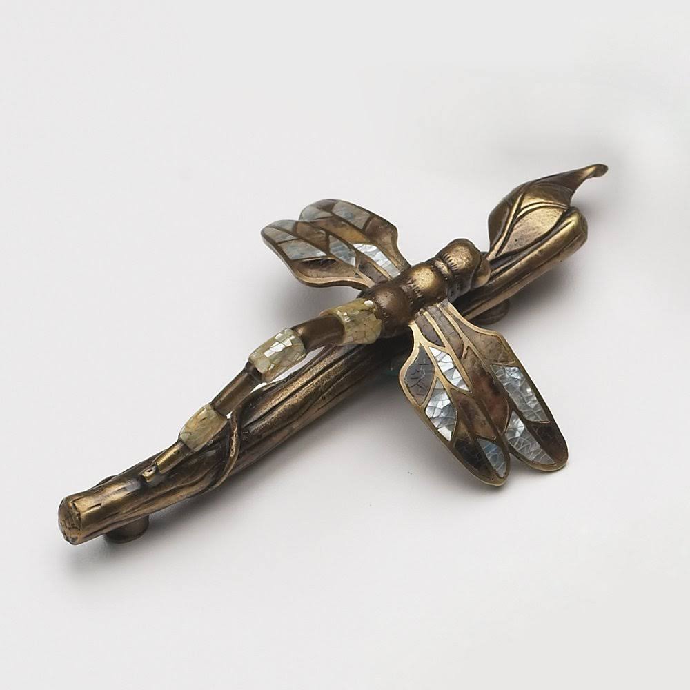 Antique Hardware 2 5/8 Inch (3 1/8 Inch c-c) Symphony Inlays Dragonfly-Twig Pull CABINET PULL