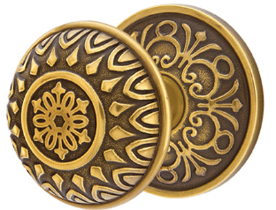 ##Antique Hardware## Solid Brass Lancaster Door Knob Set With Lancaster Rosette (Several Finish Options)