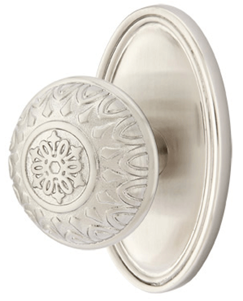 ##Antique Hardware## Solid Brass Lancaster Door Knob Set With Oval Rosette (Several Finish Options)