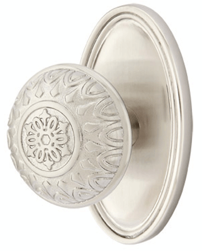 ##Antique Hardware## Solid Brass Lancaster Door Knob Set With Oval Rosette (Several Finish Options)