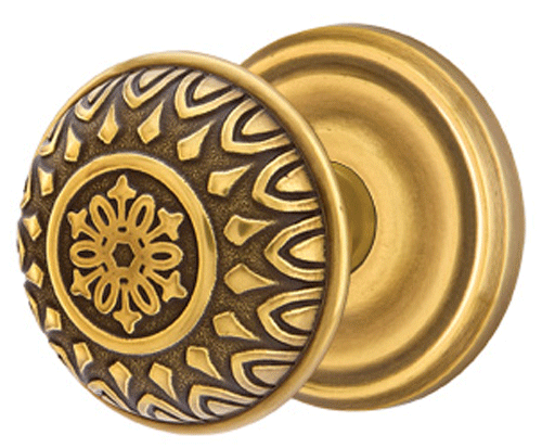 ##Antique Hardware## Solid Brass Lancaster Door Knob Set With Regular Rosette (Several Finish Options)