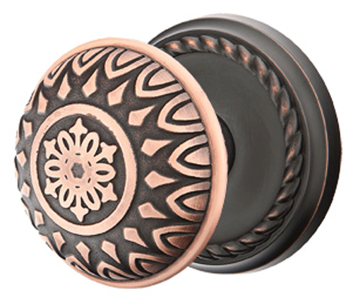 ##Antique Hardware## Solid Brass Lancaster Door Knob Set With Rope Rosette (Several Finish Options)