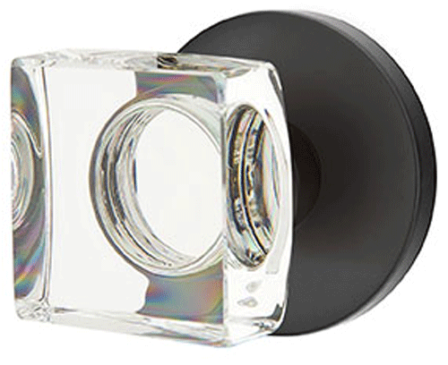 ##Antique Hardware## Modern Square Crystal Door Knob Set With Disk Rosette (Several Finish Options)