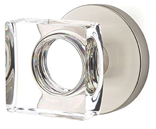 ##Antique Hardware## Modern Square Crystal Door Knob Set With Disk Rosette (Several Finish Options)