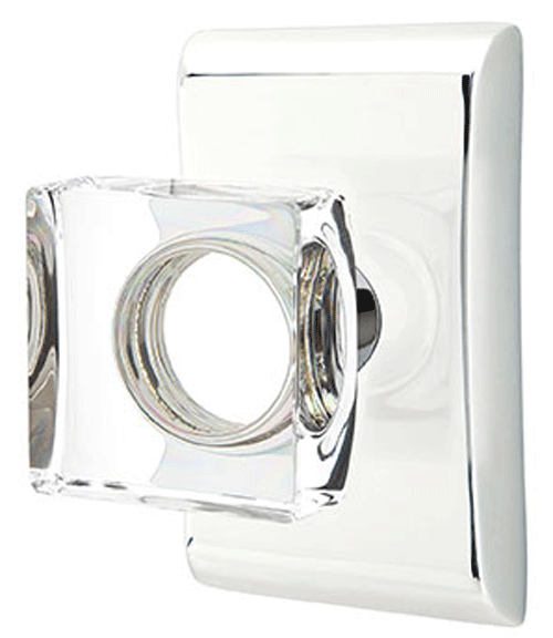 Antique Hardware Emtek Modern Square Crystal Door Knob Set With Neos Rosette (Several Finish Options) EMTEK GLASS CRYSTAL MODERN SQUARE DOOR KNOB