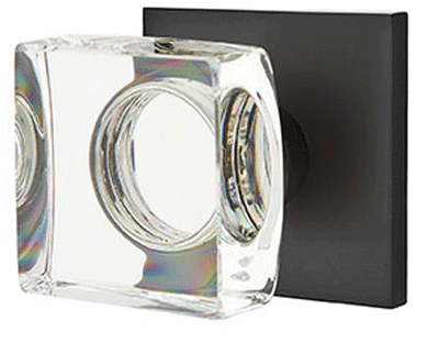 ##Antique Hardware## Modern Square Crystal Door Knob Set With Square Rosette (Several Finish Options)