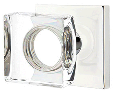 ##Antique Hardware## Modern Square Crystal Door Knob Set With Square Rosette (Several Finish Options)