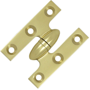 ##Antique Hardware## 2 Inch x 1 1/2 Inch Solid Brass Olive Knuckle Hinge