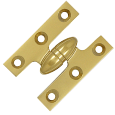 ##Antique Hardware## 2 Inch x 1 1/2 Inch Solid Brass Olive Knuckle Hinge