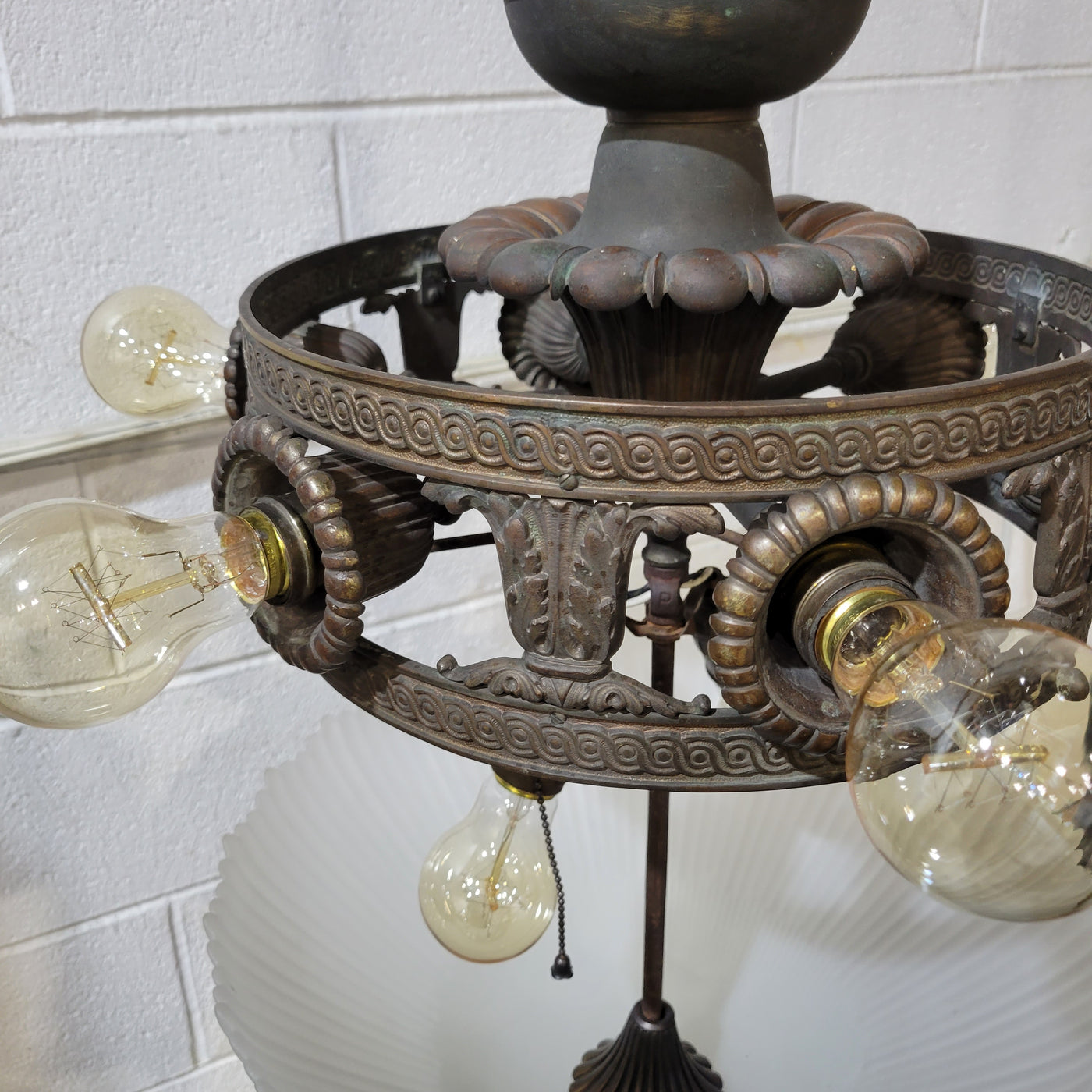 ##Antique Hardware## 44 Inch Extra Large Bronze Multi-Light Chandelier with Glass Dome