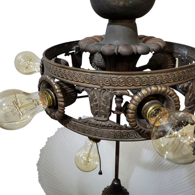 ##Antique Hardware## 44 Inch Extra Large Bronze Multi-Light Chandelier with Glass Dome