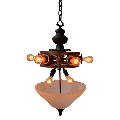 ##Antique Hardware## 44 Inch Extra Large Bronze Multi-Light Chandelier with Glass Dome