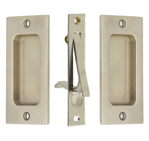 ##Antique Hardware## Rustic Modern Rectangular Pocket Door Pull Set