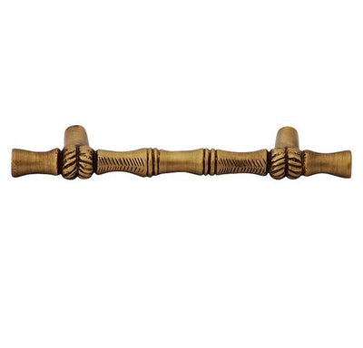 ##Antique Hardware## 4 3/4 Inch Overall (3 Inch c-c) Solid Brass Japanese Bamboo Style Pull (Several Finishing Available)