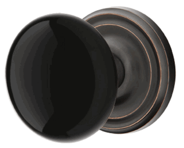 Antique Hardware Black Porcelain Ebony Door Knob Set With Regular Rosette (Several Finish Options) EMTEK DOOR KNOB