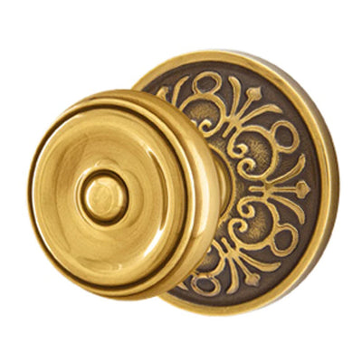 ##Antique Hardware## Emtek Solid Brass Waverly Door Knob Set With Lancaster Rosette (Several Finishes Available)