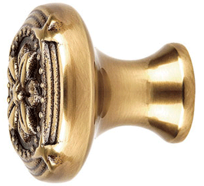 ##Antique Hardware## Emtek 1 3/4 Inch Solid Brass Ribbon & Reed Cabinet & Furniture Knob