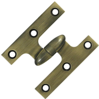 ##Antique Hardware## 3 Inch x 2 1/2 Inch Solid Brass Olive Knuckle Hinge