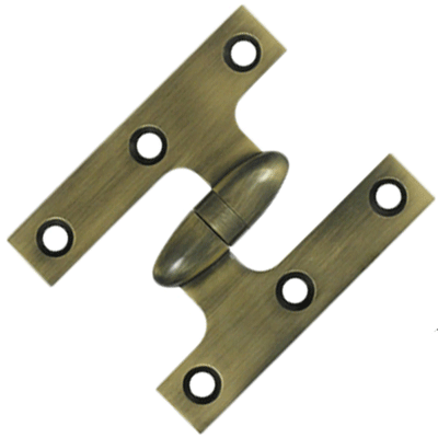 ##Antique Hardware## 3 Inch x 2 1/2 Inch Solid Brass Olive Knuckle Hinge