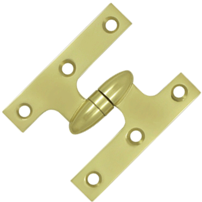 ##Antique Hardware## 3 Inch x 2 1/2 Inch Solid Brass Olive Knuckle Hinge