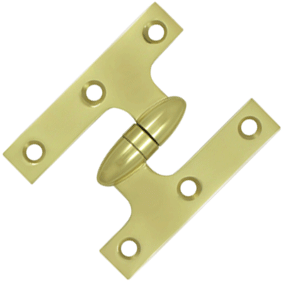 ##Antique Hardware## 3 Inch x 2 1/2 Inch Solid Brass Olive Knuckle Hinge