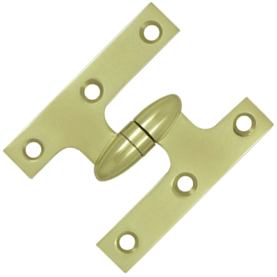 ##Antique Hardware## 3 Inch x 2 1/2 Inch Solid Brass Olive Knuckle Hinge