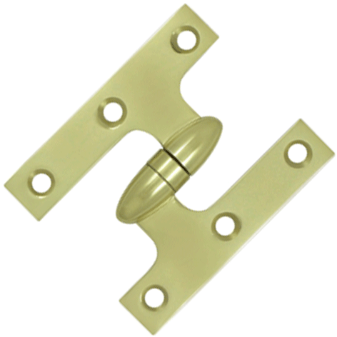 ##Antique Hardware## 3 Inch x 2 1/2 Inch Solid Brass Olive Knuckle Hinge