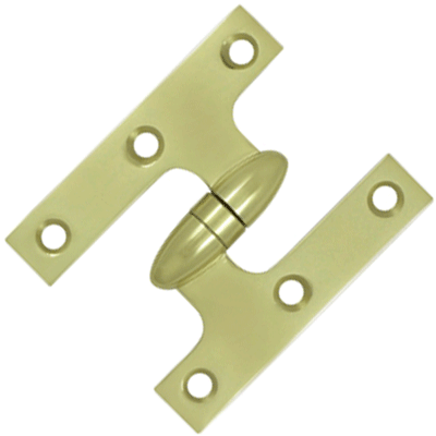 ##Antique Hardware## 3 Inch x 2 1/2 Inch Solid Brass Olive Knuckle Hinge