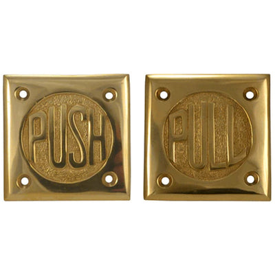 ##Antique Hardware## Solid Brass 2 3/4 Inch Brass Classic American "Pull" & "Push" Signs (Several Finishes Available)