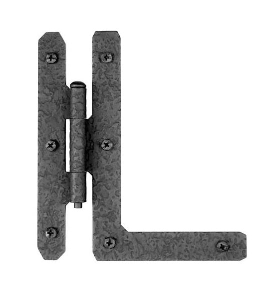 ##Antique Hardware## 4 1/2 Inch Cast Iron HL Hinge: Pair of Black Matte Iron Hinges