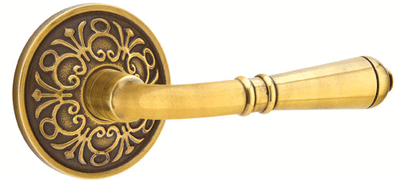 Antique Hardware Emtek Solid Brass Turino Lever With Lancaster Rosette (Many Finishes Available) EMTEK LEVER DOOR KNOB