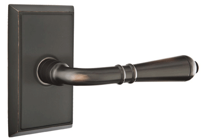 Antique Hardware Emtek Solid Brass Turino Lever With Rectangular Rosette (Many Finishes Available) EMTEK LEVER DOOR KNOB