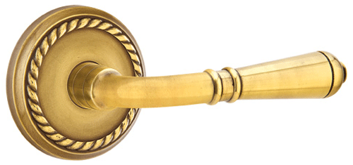 Antique Hardware Emtek Solid Brass Turino Lever With Rope Rosette (Many Finishes Available) EMTEK LEVER DOOR KNOB