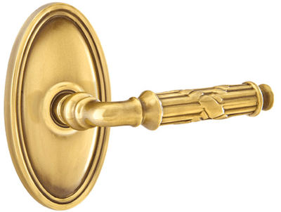 ##Antique Hardware## Solid Brass Ribbon & Reed Lever With Oval Rosette