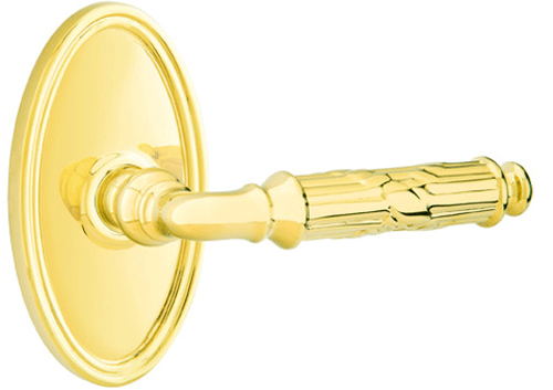 ##Antique Hardware## Solid Brass Ribbon & Reed Lever With Oval Rosette