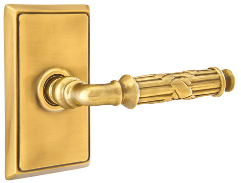 ##Antique Hardware## Solid Brass Ribbon & Reed Lever With Rectangular Rosette (Many Finishes Available)