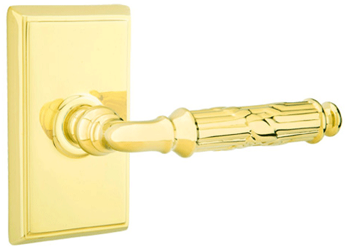 ##Antique Hardware## Solid Brass Ribbon & Reed Lever With Rectangular Rosette (Many Finishes Available)