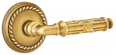 ##Antique Hardware## Solid Brass Ribbon & Reed Lever With Rope Rosette