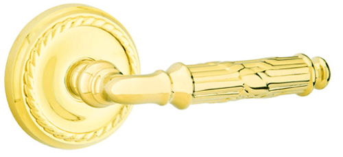 ##Antique Hardware## Solid Brass Ribbon & Reed Lever With Rope Rosette