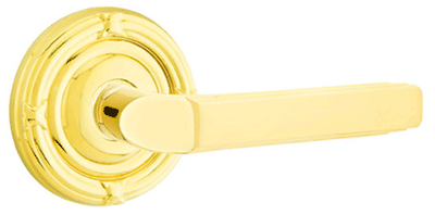 ##Antique Hardware## Solid Brass Milano Lever With Ribbon & Reed Rosette