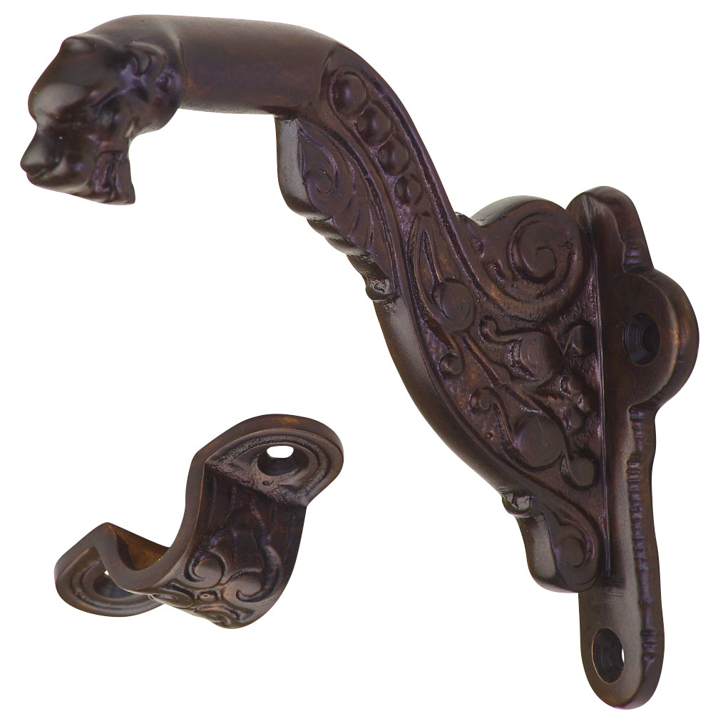 ##Antique Hardware## 4 Inch Solid Brass Lost Cast Wax Lion Head Stair Rail Bracket (Several Finishes Available)