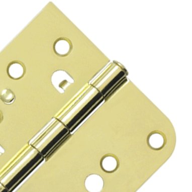 ##Antique Hardware## 4 Inch x 4 Inch Steel Hinge (5/8 Radius x Square Corner, Polished Brass Finish)