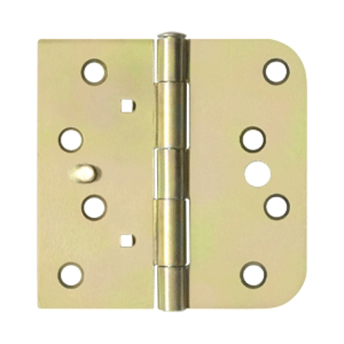 ##Antique Hardware## 4 Inch x 4 Inch Steel Hinge (5/8 Radius x Square Corner, Zinc Dichromate Finish)