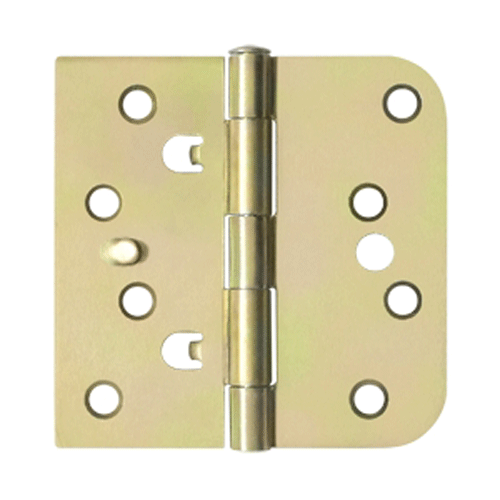 ##Antique Hardware## 4 Inch x 4 Inch Steel Hinge (5/8 Radius x Square Corner, Zinc Dichromate Finish)