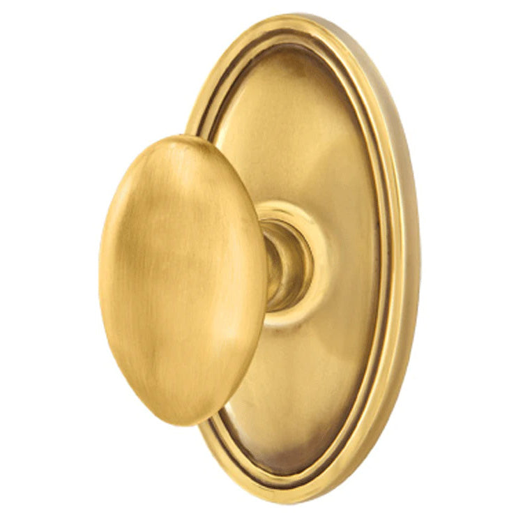 ##Antique Hardware## Emtek Solid Brass Egg Door Knob Set With Oval Rosette